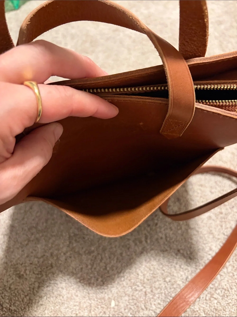 Madewell The Medium Transport Tote Leather Crossbody Bag English Saddle Brown